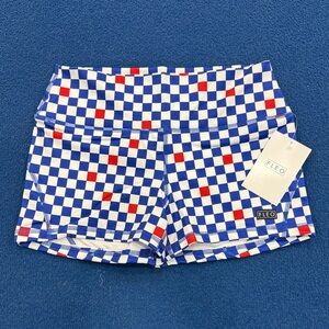 Fleo Women's Checkered Athletic Shorts - Blue and Red